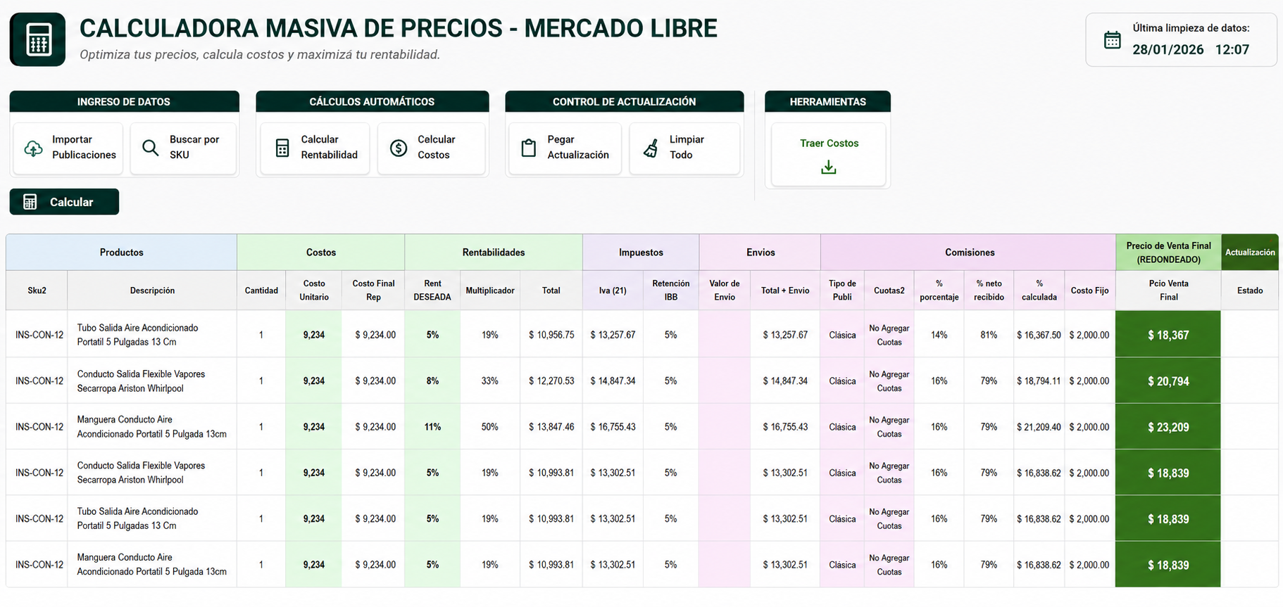 Calculadora de Precios ML